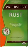 Voorkant Valdispert Rust verpakking met groen en oranje design. Natuurlijk product.