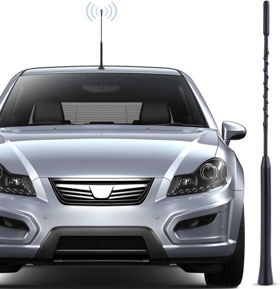 NewTH Universele autoantenne AM/FM DAB 18 cm kort universele auto radio antenne staafantenne vervangende antenne voor alle auto's dakantenne mast kit met sterke ontvangstfunctie schroeven M4 M5 M6