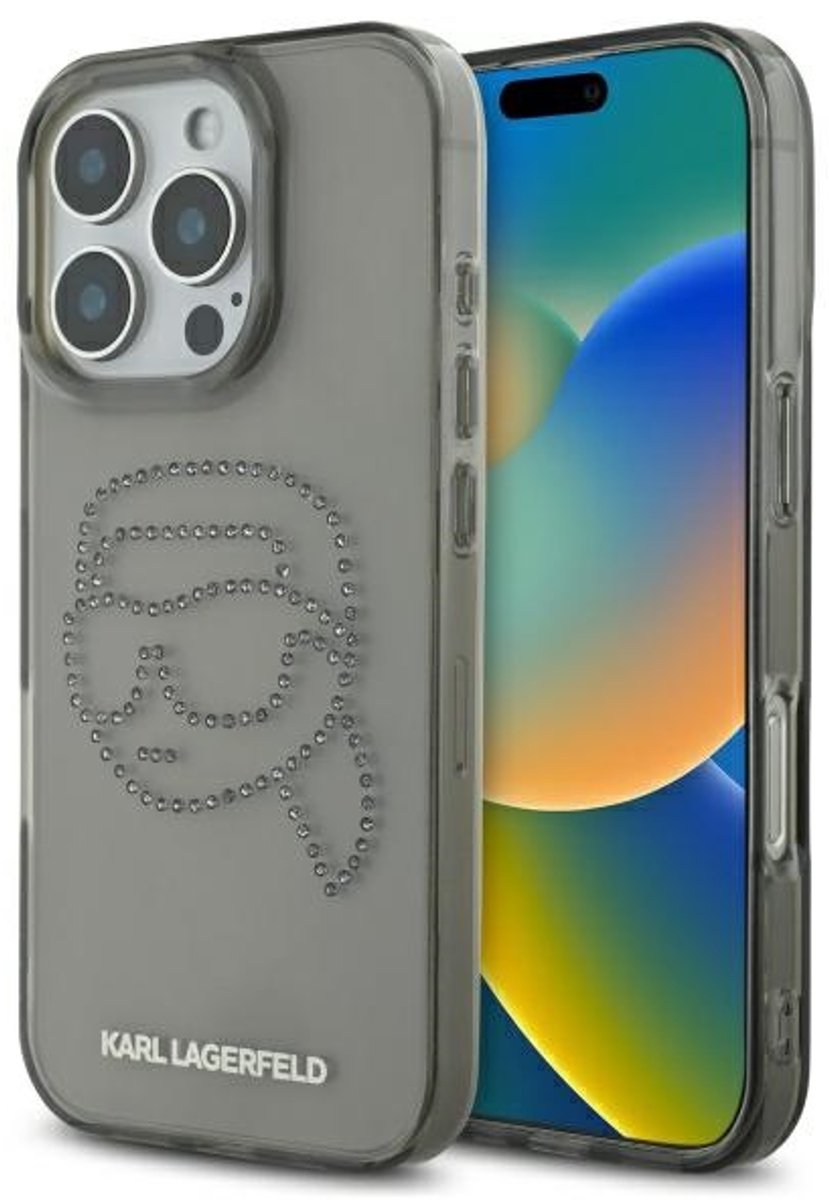 Karl Lagerfeld Hardcase Hoesje Voor Iphone 16 Pro Max 6.9 Karl Head Strass