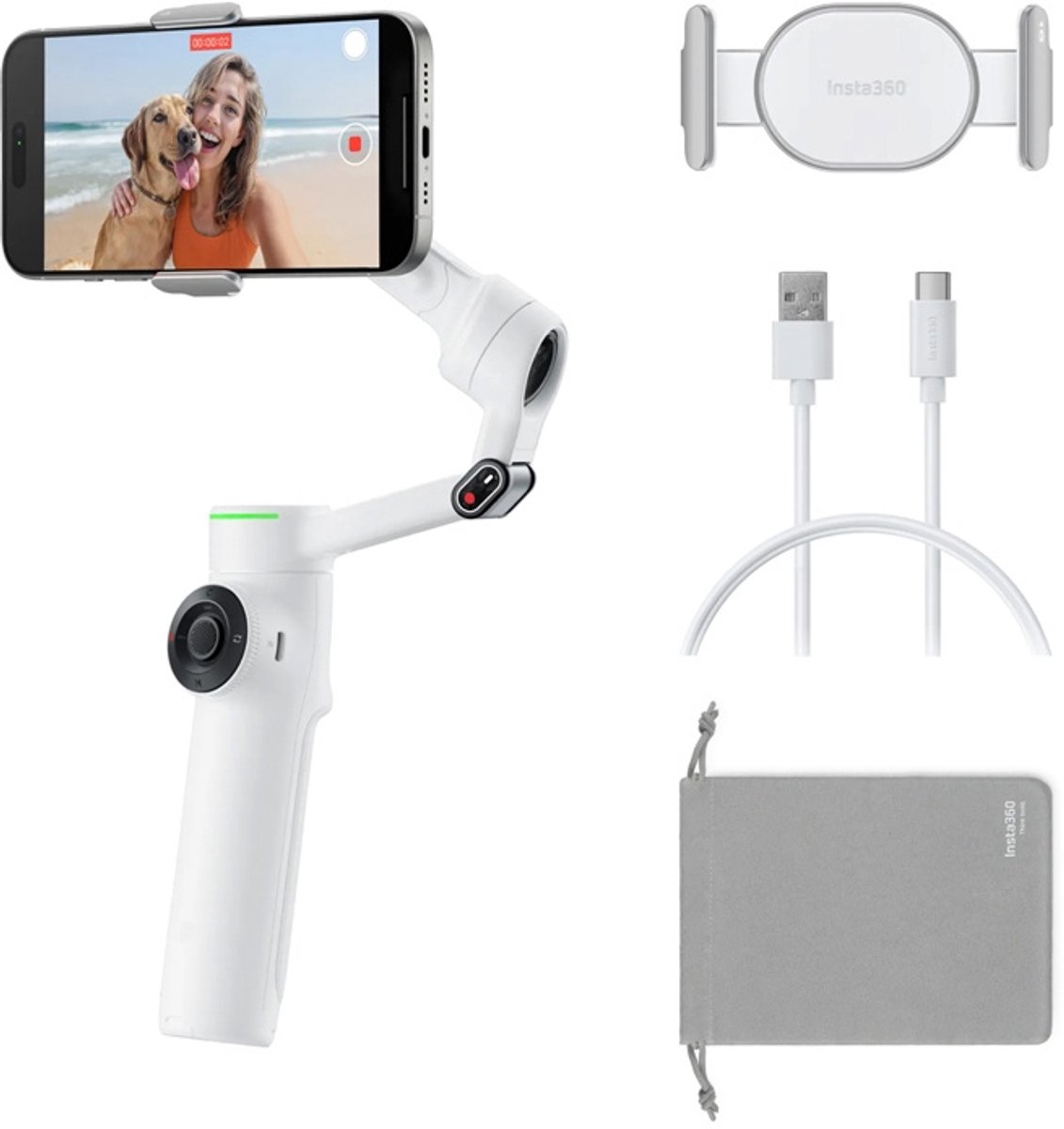 Insta360 Telefoonstabilisator Gimbal Flow 2 Pro Ai Tracker Bundel