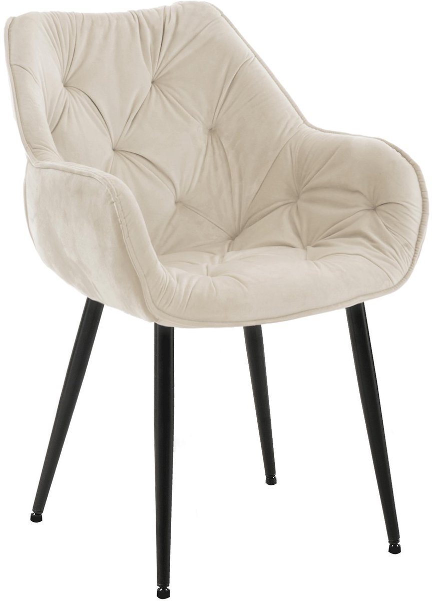 CLP Tanna Eetkamerstoel - Met armleuning - Velvet - Fluweel/creme