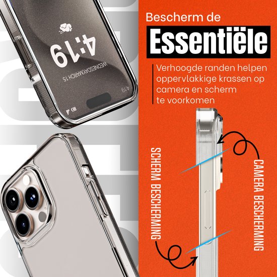 My Case iPhone 15 Pro Case Coque transparente résistante aux chocs