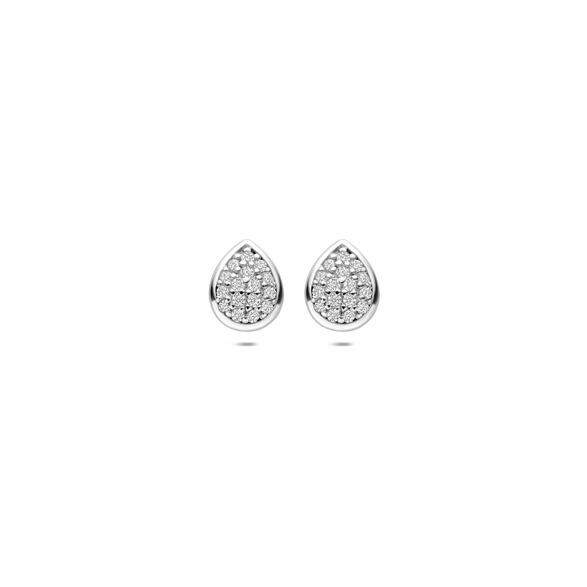 Zilveren gerhodineerde oorknoppen druppel zirkonia 6 mm - 1341682