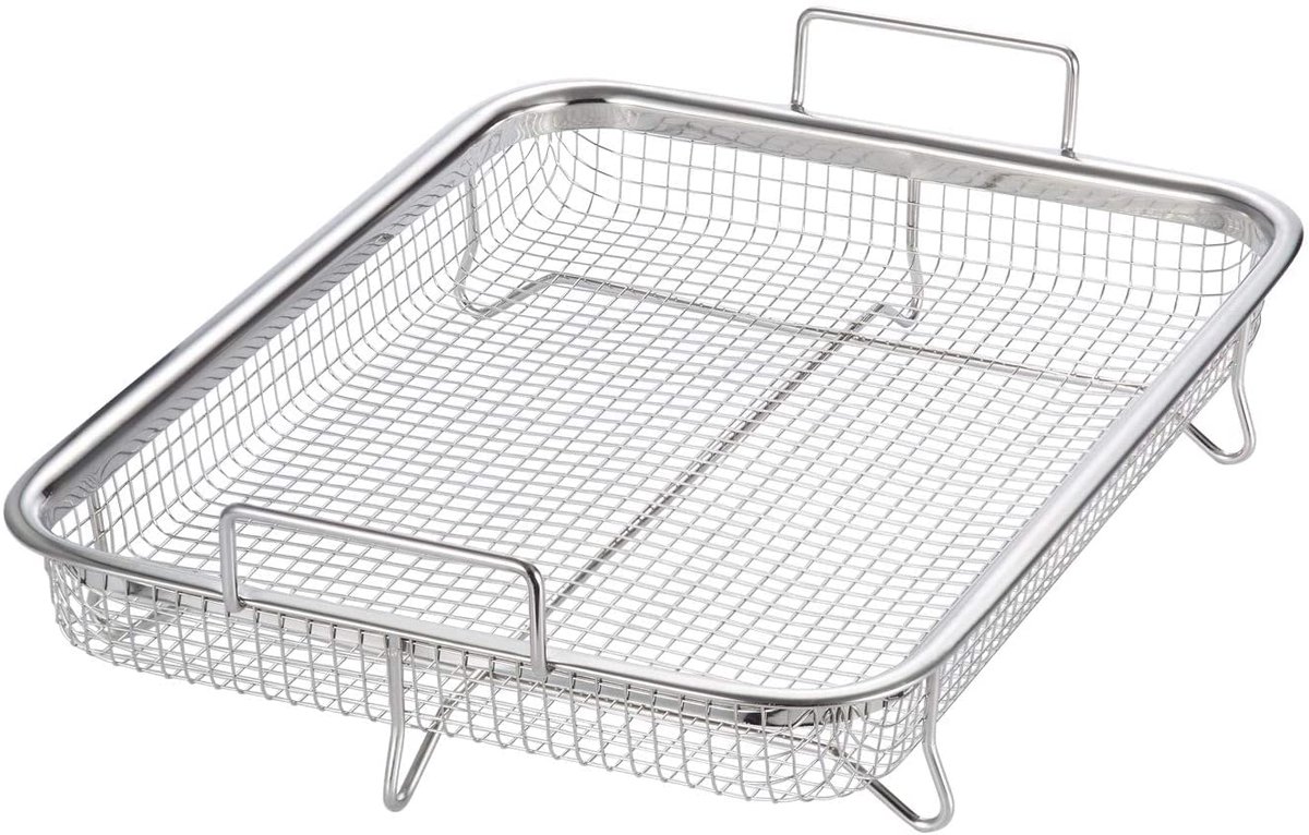 TRANKIELO® - Roestvrijstalen Grillmand - Multifunctionele Grillrooster Bakmand - Perfect voor Grillen en Bakken - Afmeting: 30 x 22 x 5 cm