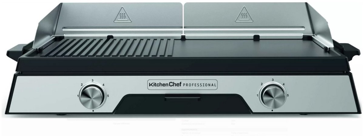 elektrische plancha 2200w roestvrijstalen plaat 52 x 31,5 cm - kitchen chef - PLANCHADUO2200