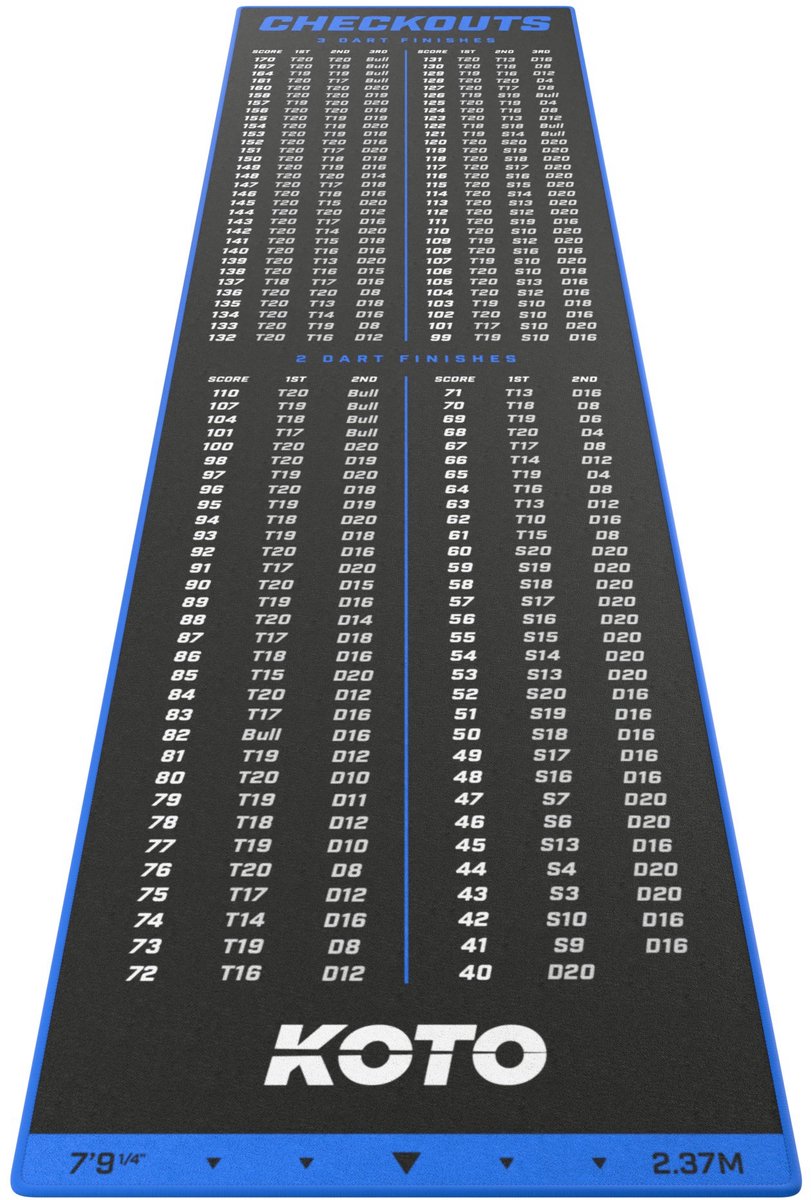 KOTO Carpet Checkout Dartmat Blue 237 x 60cm
