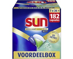 Sun Brilliant Shine Plus Vaatwascapsules - All-in 1 - met Bio-enzymentechnologie - 7 x 26 capsules