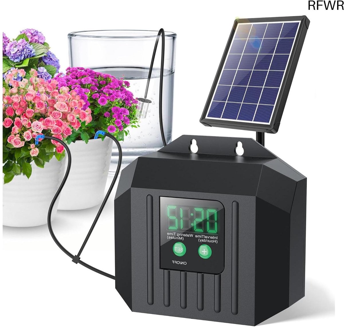 RFWR® Automatisch Irrigatiesysteem op Zonne-energie voor Tuinplanten - Waterbesparend en Milieuvriendelijk