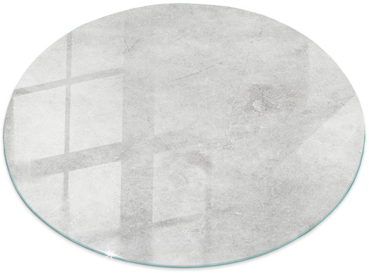 Tulup Tafelblad Glas - Betontextuur Met Scheuren Glazen Plaat - 70 cm - Grijs Glasplaat Tafel - Rond Tafelblad Glas - Glazen Tafelblad Geschikt voor de Keukentafel - Gehard Glas