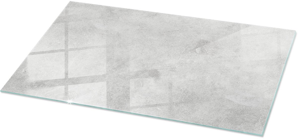 Tulup Tafelblad Glas - Betontextuur Met Scheuren Glazen Plaat - 100 cm x 50 cm - Grijs Glasplaat Tafel - Rechthoekig Tafelblad Glas - Glazen Tafelblad Geschikt voor de Keukentafel - Gehard Glas