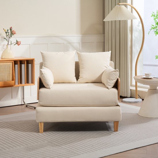 Slaapbank Seinlus 1-zits 81x88x68 cm beige [en.casa]