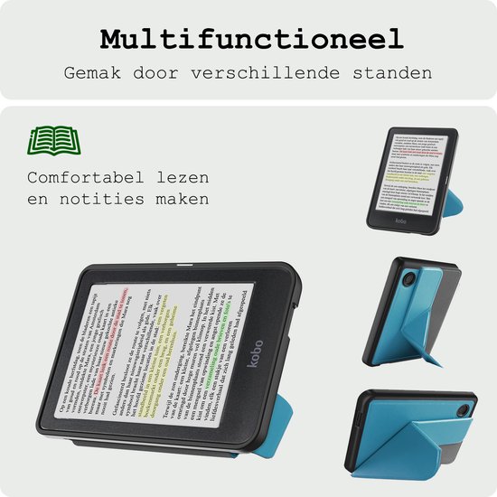 Hoes Geschikt voor Kobo Clara Colour Hoesje Bookcase Cover Hoes Trifold Met Screenprotector - Hoesje Geschikt voor Kobo Clara Colour Hoes Cover Case - Turquoise van Merkloos — afbeelding 3
