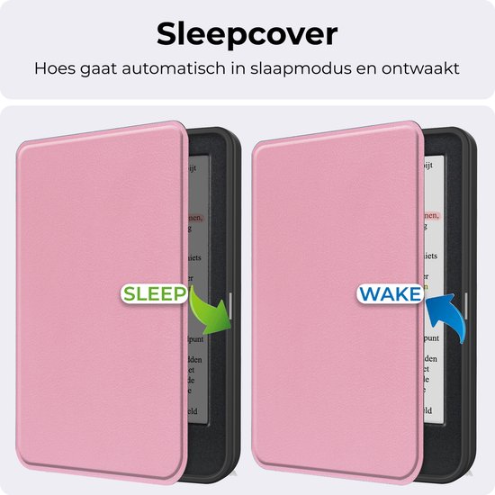 Hoesje Geschikt voor Kobo Clara Colour Hoesje Luxe Bescherm Case Met Screenprotector - Hoes Geschikt voor Kobo Clara Colour Hoes Book Cover - Roze van Merkloos — afbeelding 3