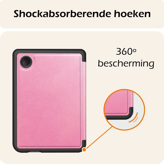 Hoesje Geschikt voor Kobo Clara BW Hoes Book Case Trifold - Hoes Geschikt voor Kobo Clara BW Hoesje Book Cover Met Screenprotector - Roze van Merkloos — afbeelding 5