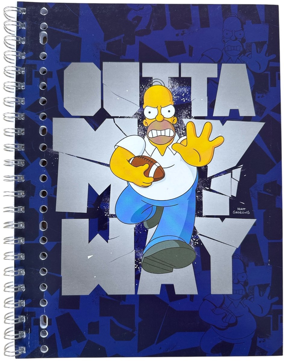 Collegeblok A4 gelinieerd “Homer Simpson Rugby” – 80 pagina’s, spiraalbinding