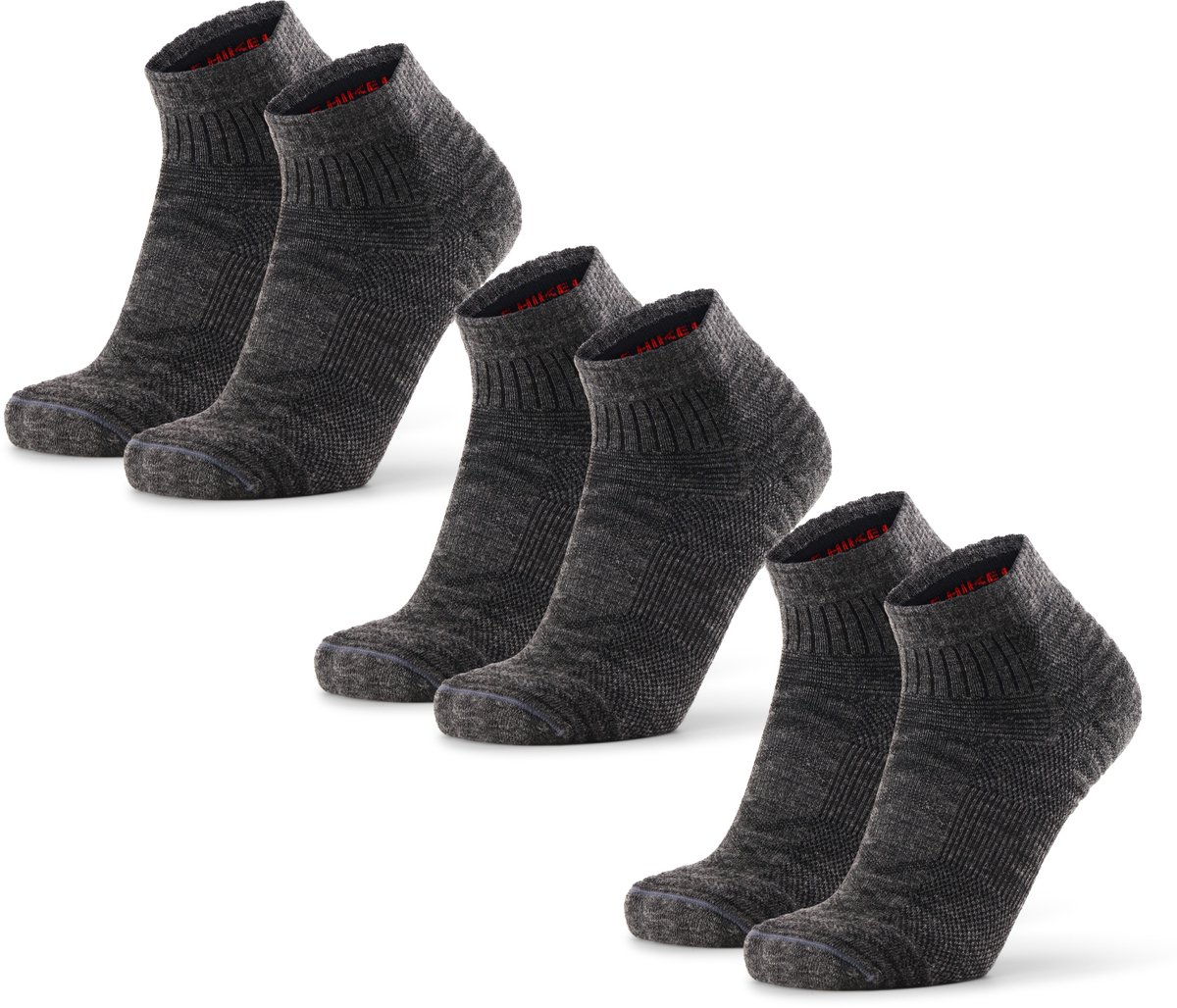 DANISH ENDURANCE Korte Merino Wol Wandelsokken Dames en Heren 3 Donkergrijs – 1 Paar