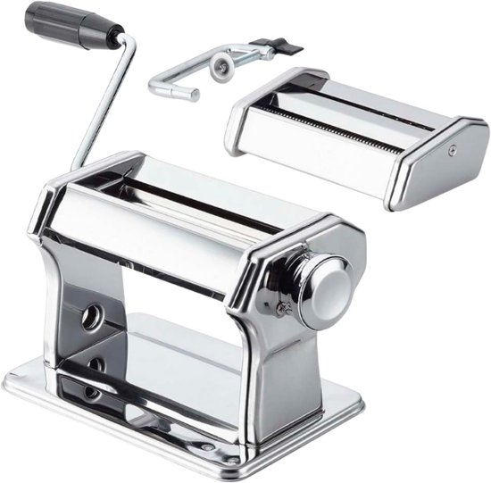 Cheqo® Pastamachine Rvs - Pastamaker - Pasta Machine - Maker - Pastamachines - Verstelbare Spaghetti Maker - Zelfgemaakte Pasta - 21.5x21.5x15 cm - Met Tafelgreep van Cheqo — afbeelding 5