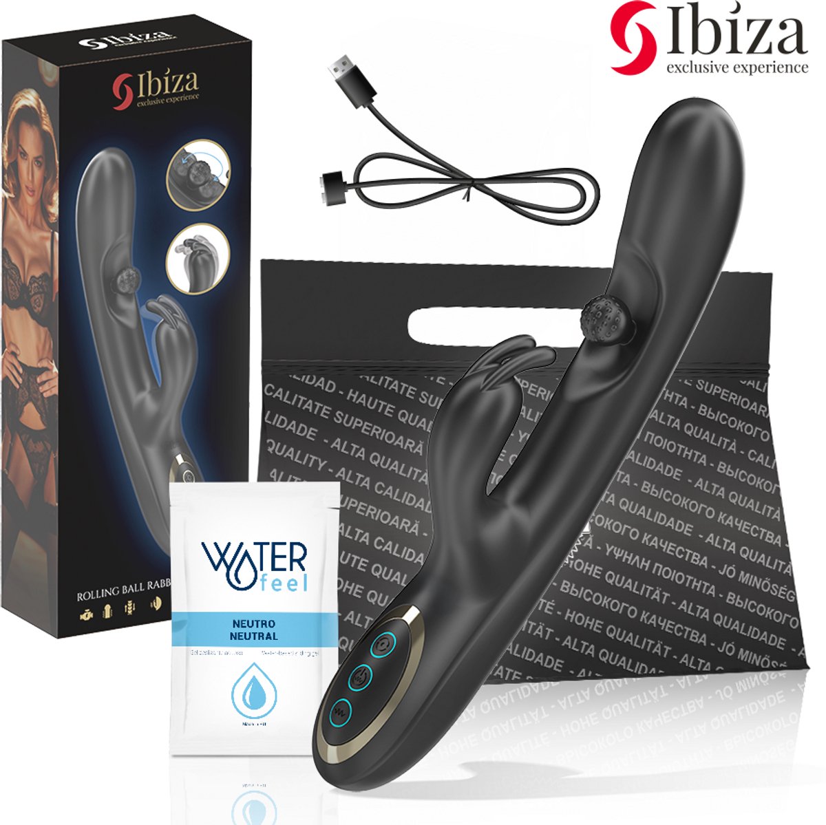 IBIZA - KRACHTIGE KONIJNENVIBRATOR MET MASSERENDE ROLLENDE PAREL | VIBRATOR | SEKSSPEELTJES VOOR VROUW | SEX TOYS VOOR VROUW | PREMIUM VIBRATOR | BUNNY VIBRATOR | RABBIT VIBRATOR | SEKKSSPEELTJES VOOR KOPPELS | SEX TOYS VOOR KOPPELS