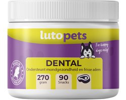 Frisse adem & gezond gebit snacks voor hond - Dental Bright Dog - Voorkomt stinkende adem - Alternatief voor Tandpasta Hond & Tandenborstel - Natuurlijk - 270 gram 90 chews - lutopets