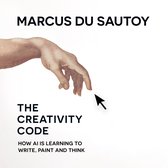 Boekomslag 'The Creativity Code' door Marcus du Sautoy. Een hand uit Michelangelo's 'Schepping van Adam' wijst naar een computermuispijl.