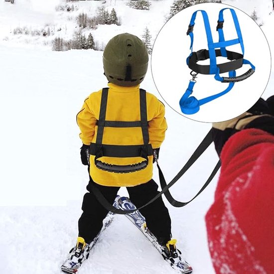 2-stuks Skituigje kinderen - Snowboard Beginners - Kindertuigje - Skigordel met handgreep aan de achterkant - Met verstelbare riemen - Skiriem - Skitrainingsgordel - Skiveiligheidsgordel - Voor skiën, schaatsen, training - Blauw van Veepax — afbeelding 4