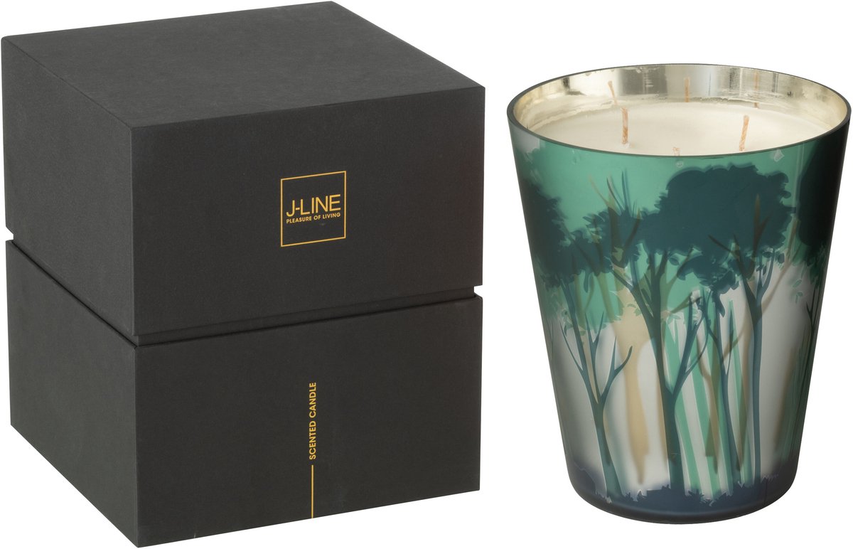 J-Line geurkaars Noa Bos - All of me - glas - groen/goud - large - 95U