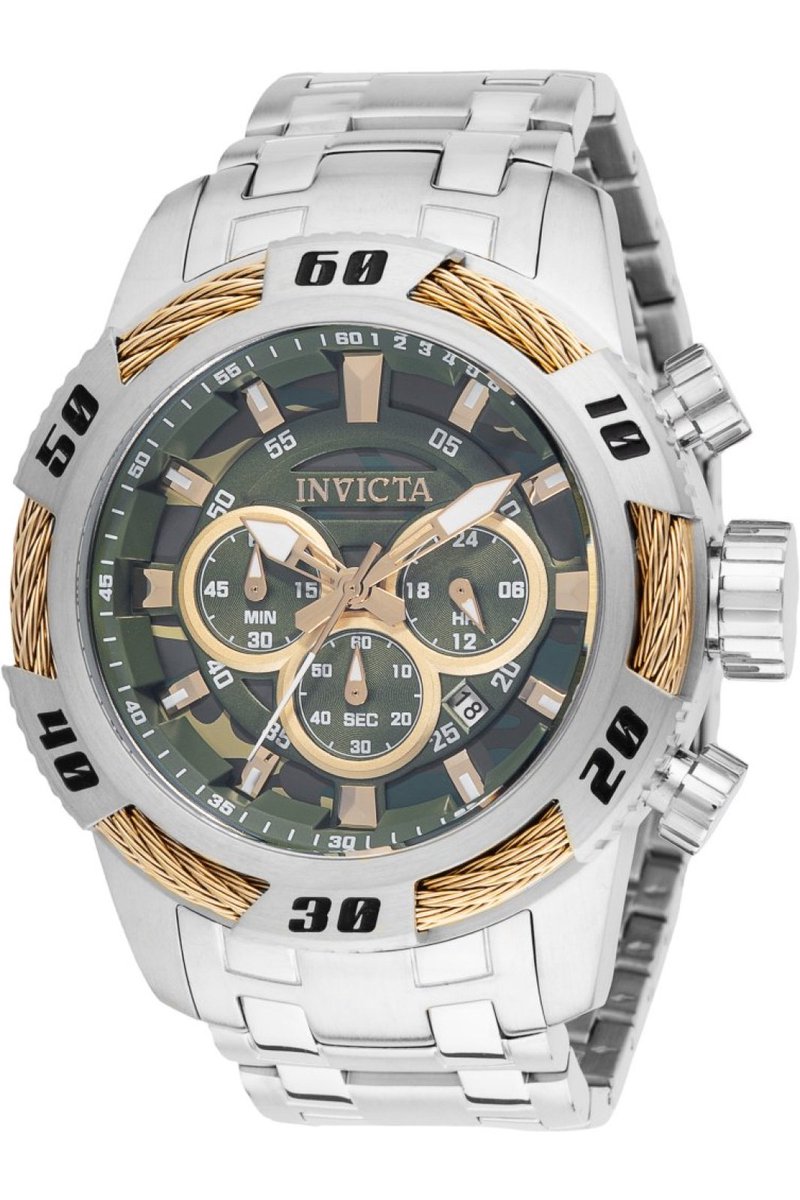 Invicta Speedway 49124 Heren Horloge - Waterdicht - Analoog - Quartz Uurwerk - Roestvrij Staal met groene Wijzerplaat - 50mm
