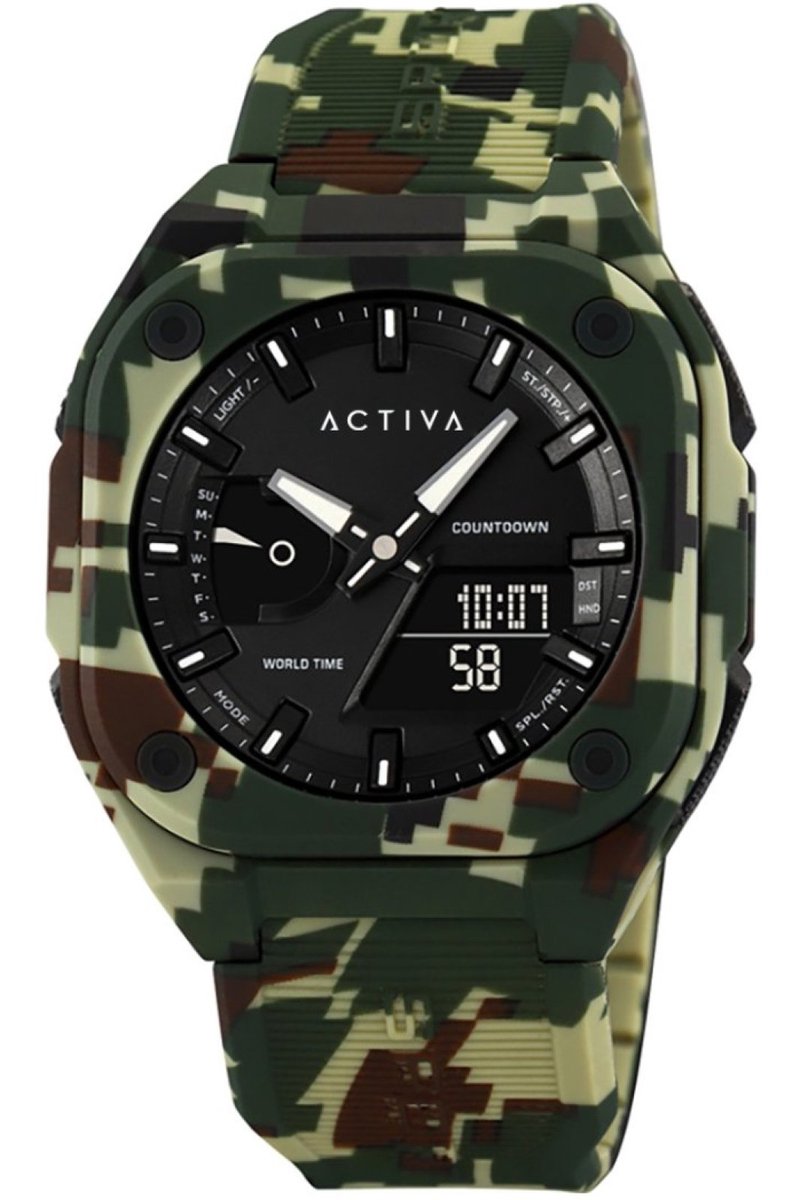 Activa x Invicta Digital ACW2328-003 Heren Horloge - Waterdicht - Digitaal - Quartz Uurwerk - Plastic met zwarte Wijzerplaat - 45mm