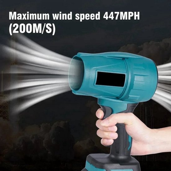 WNHB® Draadloze mini bladblazer - Krachtige blower 2000W - 720 kmh luchtsnelheid - Inclusief 2 accu’s van Merkloos	 — afbeelding 2