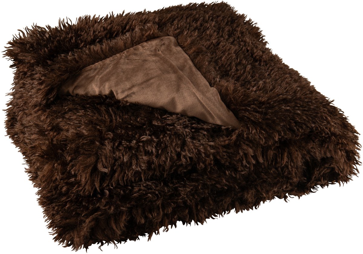 J-Line plaid Moutie - polyester - donkerbruin