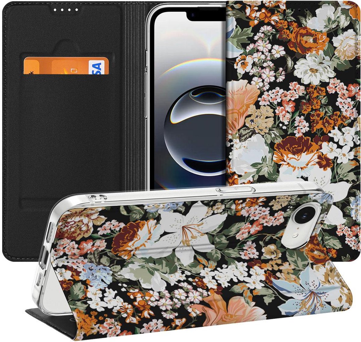 Smart Cover voor Apple iPhone 16e/17e Dark Flowers