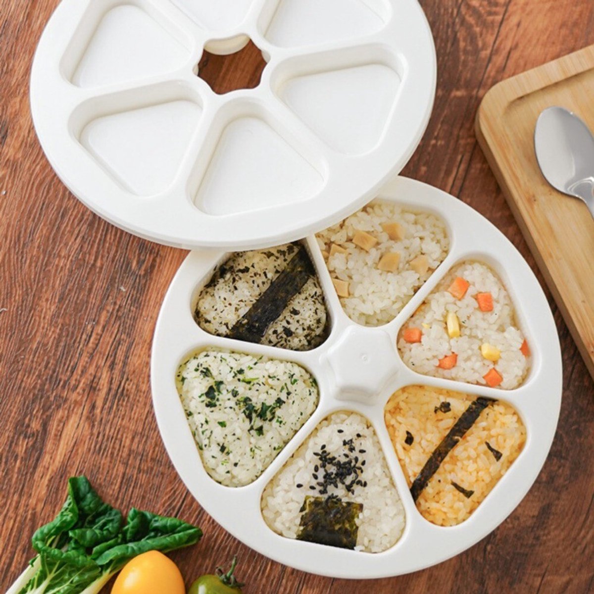 driehoek rijstbalvorm sushivorm lunchbox zes-in-één sushi-maakgereedschap