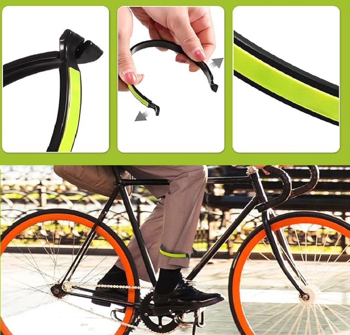 Prasacco 4 Stuks Reflecterende Broekklemmen – Fluorescerend Geel, Elastisch Kunststof, Universele Maat Voor Fietsers En Hardlopers