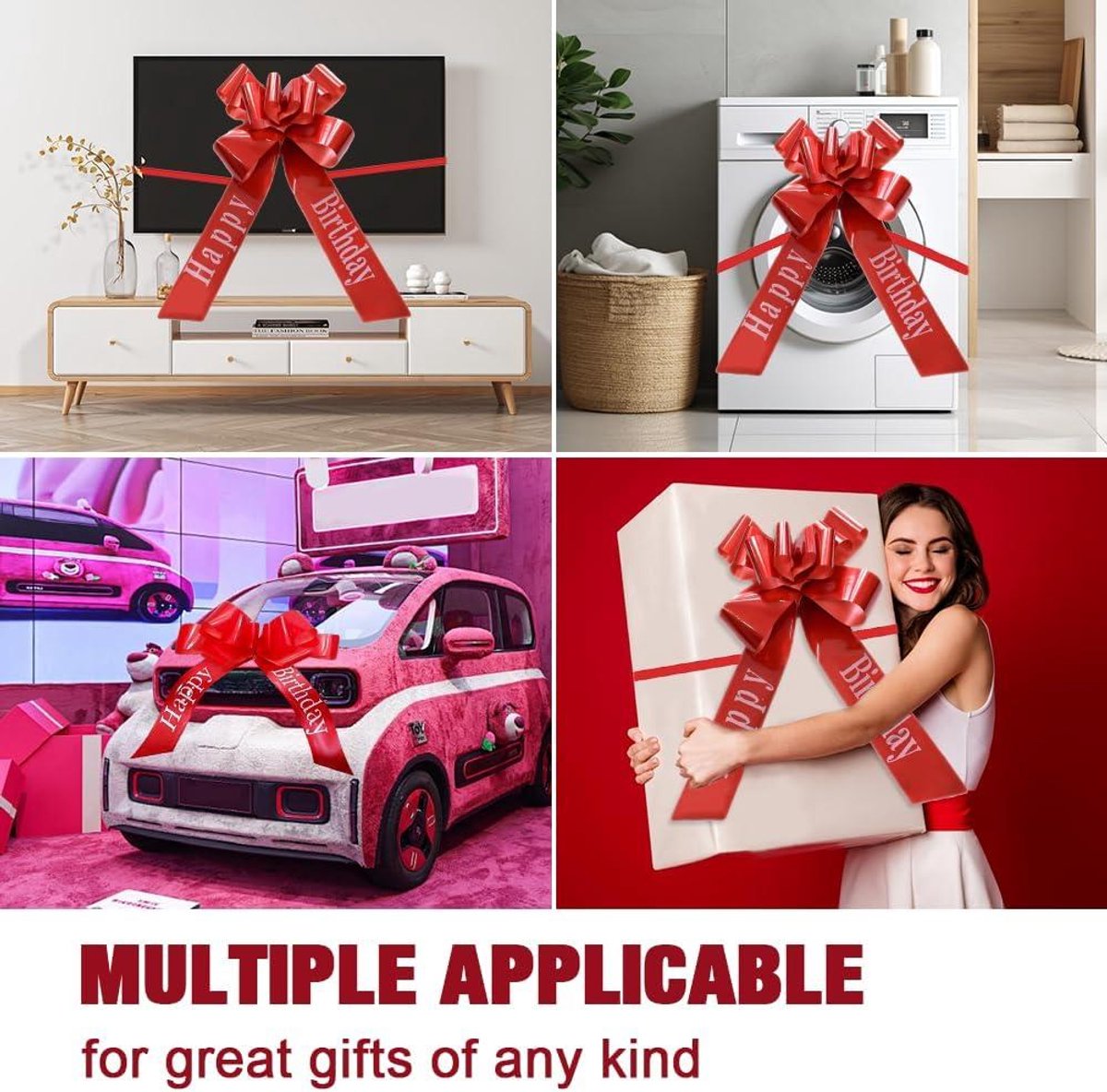 URHELP Enorme rode strik, 76 cm cadeaustrik, grote strik, cadeau autostrik, herbruikbare strik, decoratie voor verjaardagsfeest, auto, bruiloft, feest