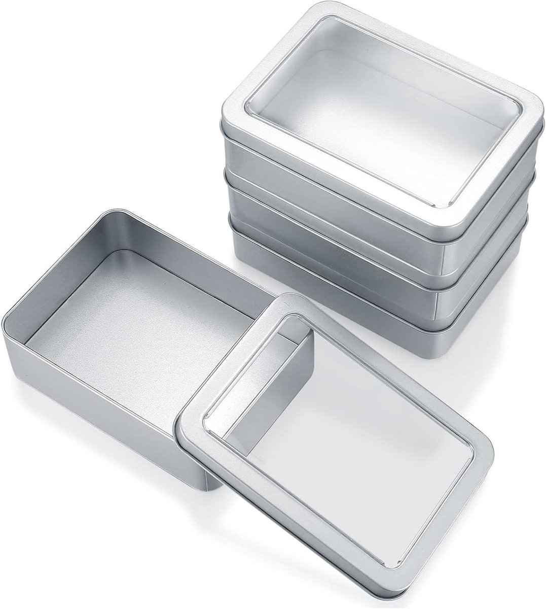 ```html Allecto Premium - Set van 4 Mini Metalen Doosjes - Rechthoekige Opbergdoosjes Zilverkleurig - Ideaal voor Snoep en Geschenken - 12,5 x 9 x 3,5 cm ```