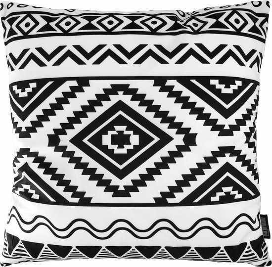 Ethnic Tribal Kussenhoes | Katoen/Polyester | 45 x 45 cm | Zwart - Wit