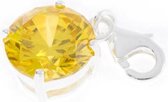 Zilveren Kristalgeslepen geel in 4-punt vatting armband bedel