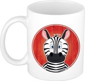 1x Zebra beker / mok - 300 ml keramiek - zebra dieren bekers voor kinderen