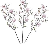 3x Licht roze Magnolia/beverboom kunsttakken kunstplanten 80 cm - Kunstplanten/kunsttakken - Kunstbloemen boeketten