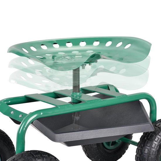 COSTWAY Rolstoel Met Wielen, 360 Graden Draaibaar, In Hoogte Verstelbaar Mobiel Tuinzitje Outdoor Tuinkruk Tot 150 Kg Br Aanbieding 40495354