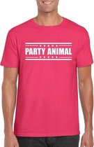 Party animal t-shirt fuchsia roze heren L