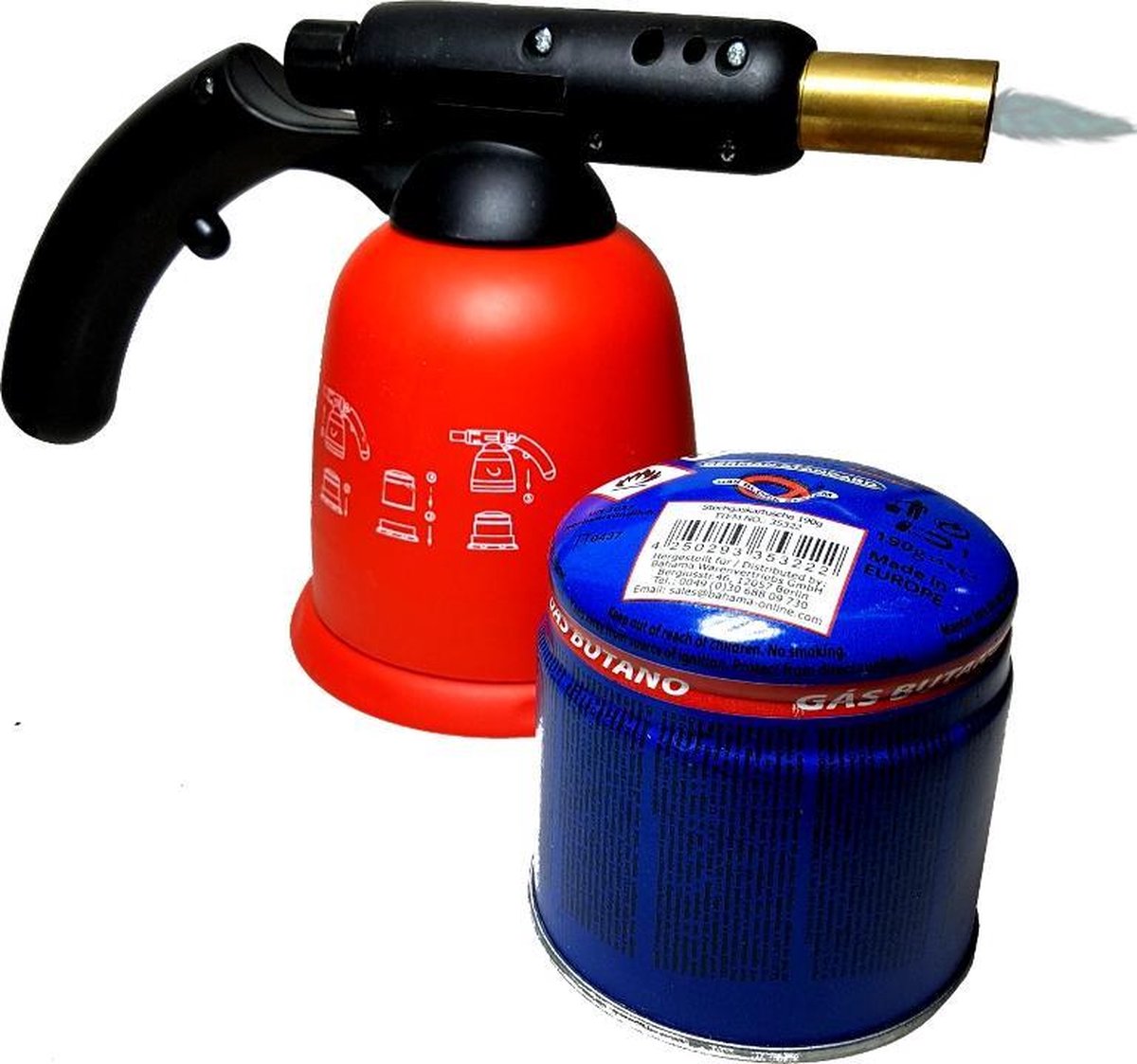 Soldeer Brander soldeerbrander soldeerpistool gasbrander met vlam incl. 1... | bol.com