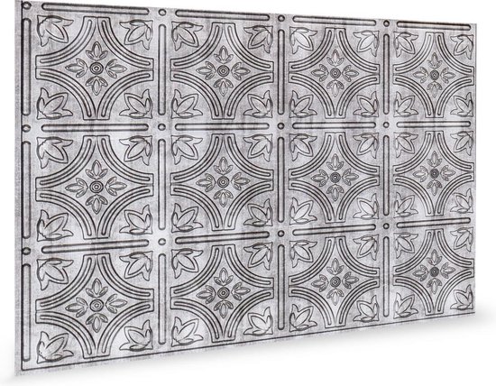 Wandpaneel 3D Profhome 3D 705216 Empire Crosshatch Silver Decoratief paneel gestempeld vintage look glanzend zilver 1,7 m2