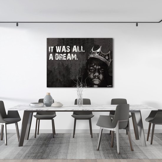 Peinture sur toile de Luxe Biggie Smalls Dream | 60 x 90 | Salle de séjour | Chambre à coucher | Bureau | Musique | Design | Art | Moderne | ** 4 CM D'ÉPAISSEUR ! EFFET 3D**