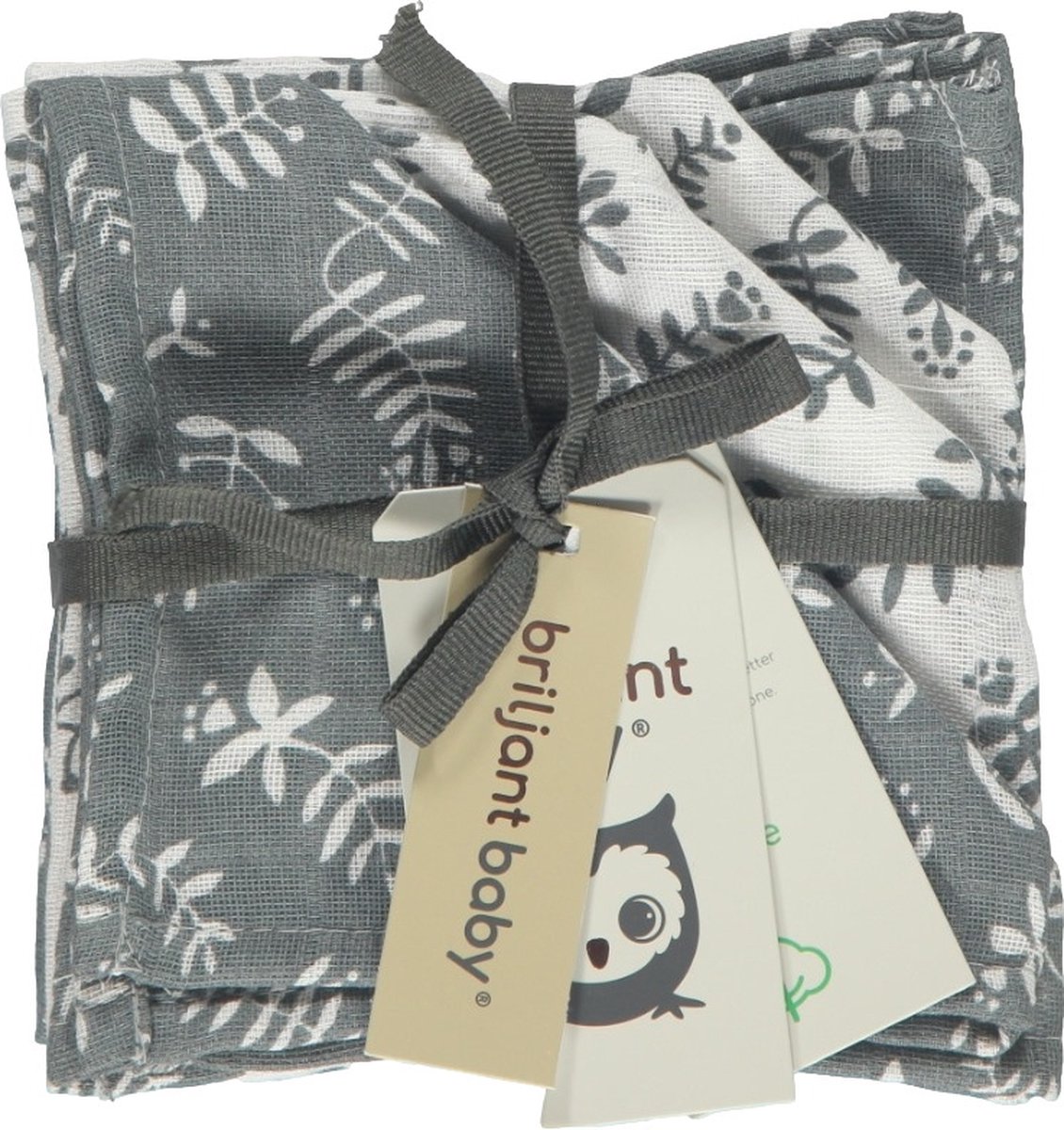 Goedkoopste Briljant Baby - Monddoek Botanic Organic - Blauw Grijsl - 4-Pack - 30 x 30 cm - 100 organisch katoen