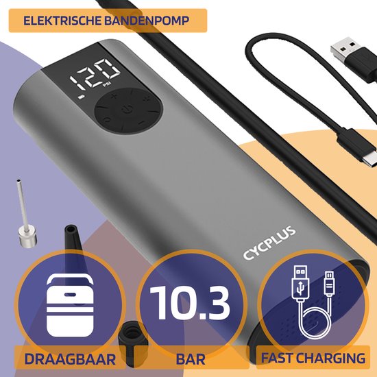TechGenics A8 Elektrische Compressor en Bandenpomp - 10.3 BAR - Incl. Opzetstukjes - Zwart — afbeelding 4