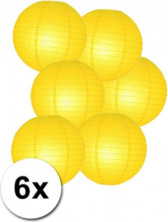 Voordelig lampionnen pakket geel 6x