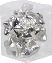 Kersthanger sterren - 12x st - glas - zilver- 4 cm - kerstornamenten - boomversiering