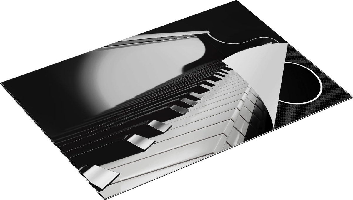 Chefcare Inductie Beschermer Pianotoetsen - Noten - Piano - 75x55 cm - Afdekplaat Inductie - Kookplaat Beschermer - Inductie Mat