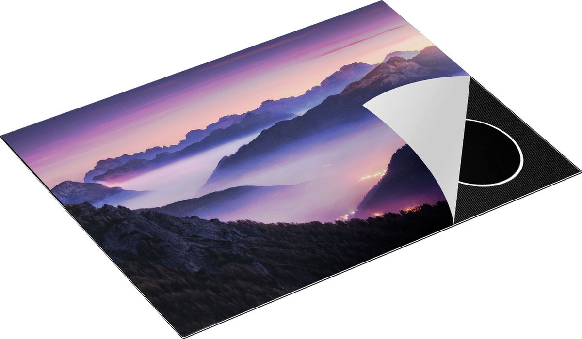 Chefcare Inductie Beschermer Bergen Landschap in Italië tijdens Zonsondergang - 70x52 cm - Afdekplaat Inductie - Kookplaat Beschermer - Inductie Mat
